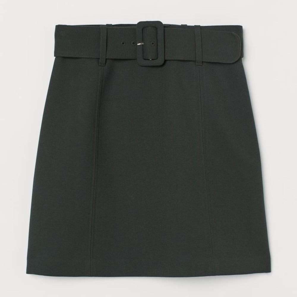 H&M dark green belted skirt 0 new